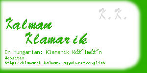 kalman klamarik business card